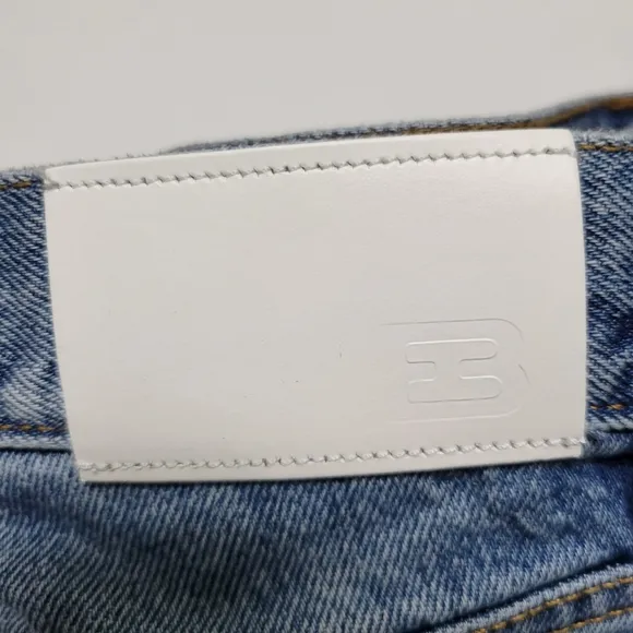 EB DENIM SHORTS BUTTON FLY RAW HEM size 28.