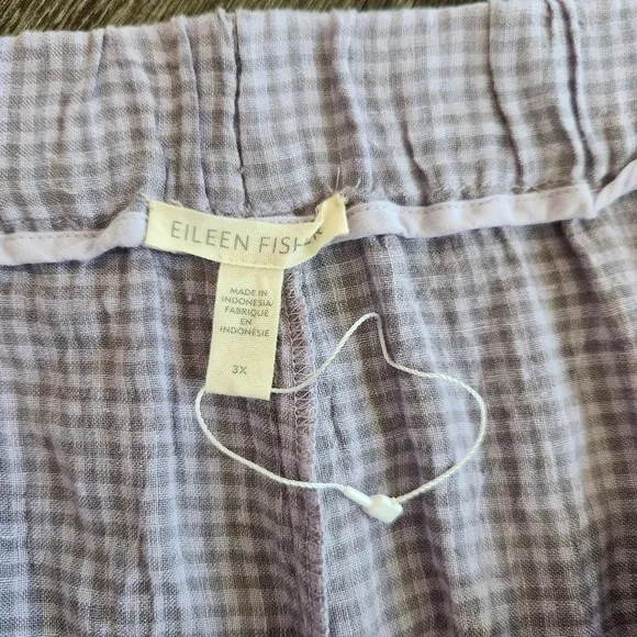 Eileen Fisher Drawstring Mid Thigh Shorts In Puckered Organic Linen Size 3X New