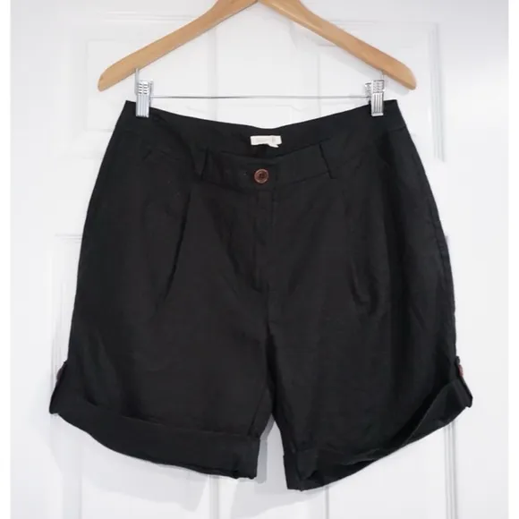Eileen Fisher Linen Cuffed Shorts, Size 10