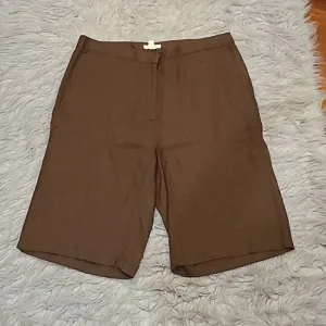 Eileen Fisher organic linen brown shorts womens size 8