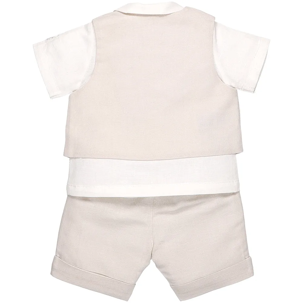 Emilie et Rose Linen Waistcoat, Shorts & Shirt Set