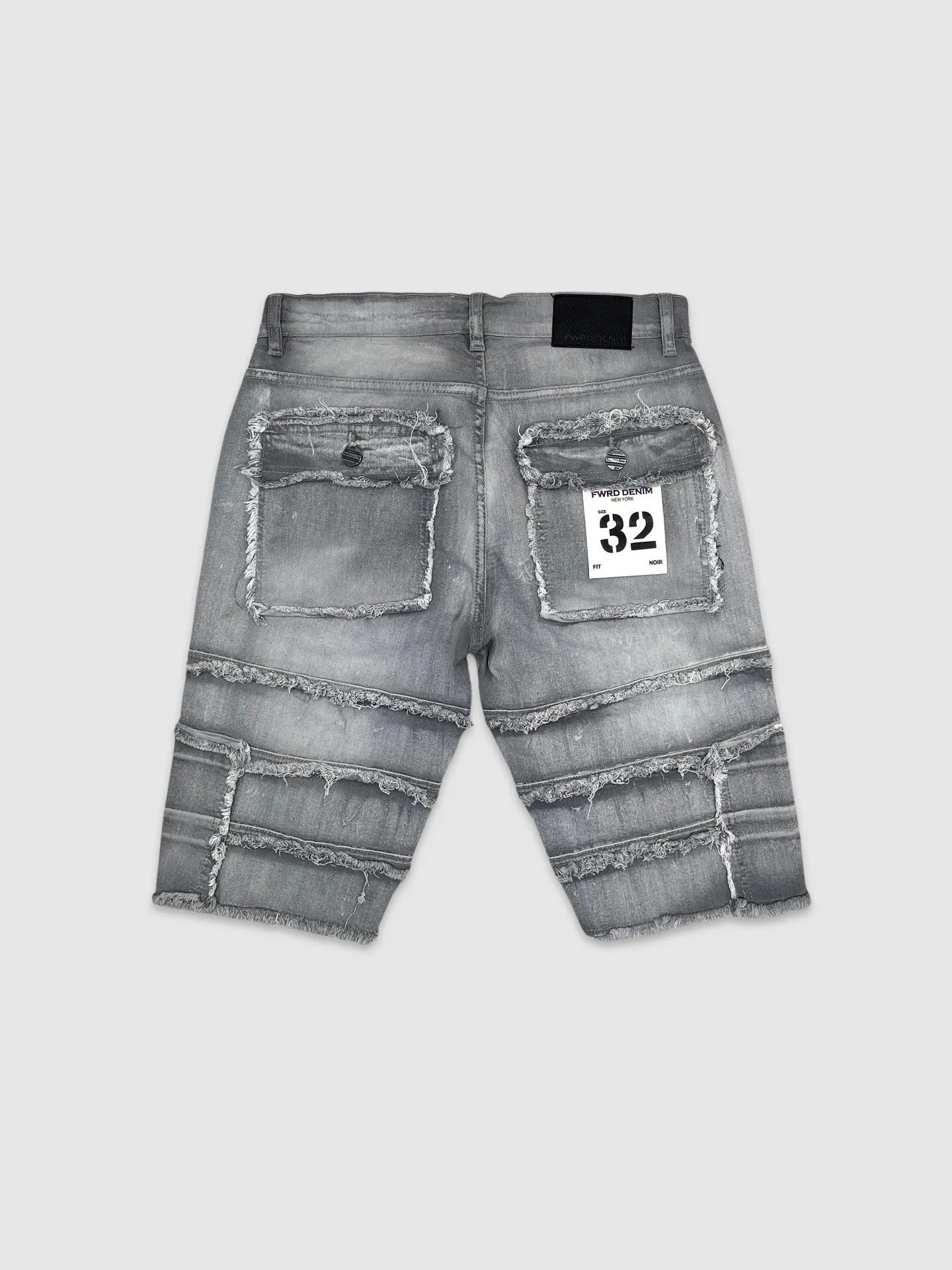 EVO-22934-Patchwork Denim Shorts