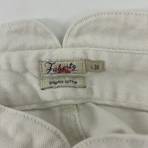 Faherty Women’s Rikki White Denim Cotton High Waist Pleated Shorts Large