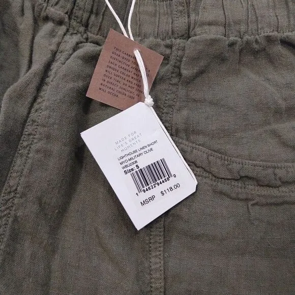 Faherty Womens size XS Cuffed Arlie Day Linen Shorts 3&quot; White