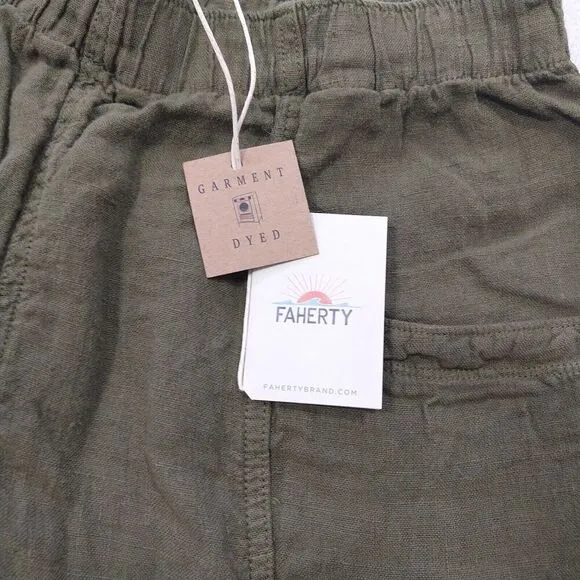 Faherty Womens size XS Cuffed Arlie Day Linen Shorts 3&quot; White