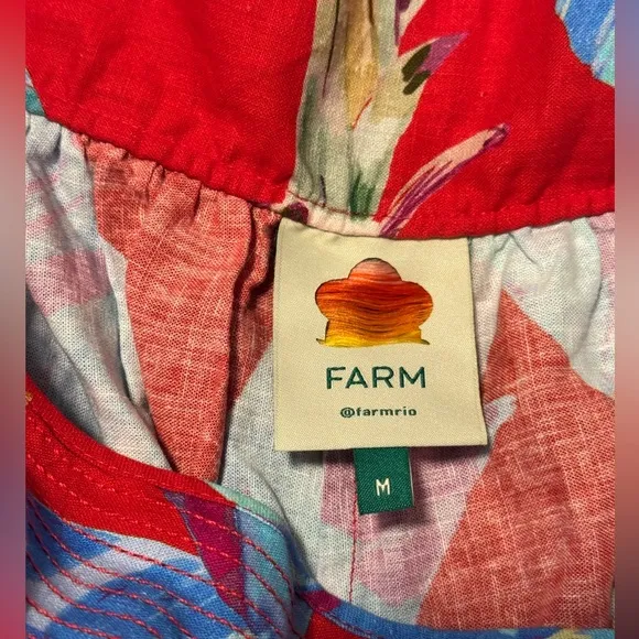 FARM RIO Sweet Jungle Floral Palm Linen Blend High Waisted Shorts NWOT Size M