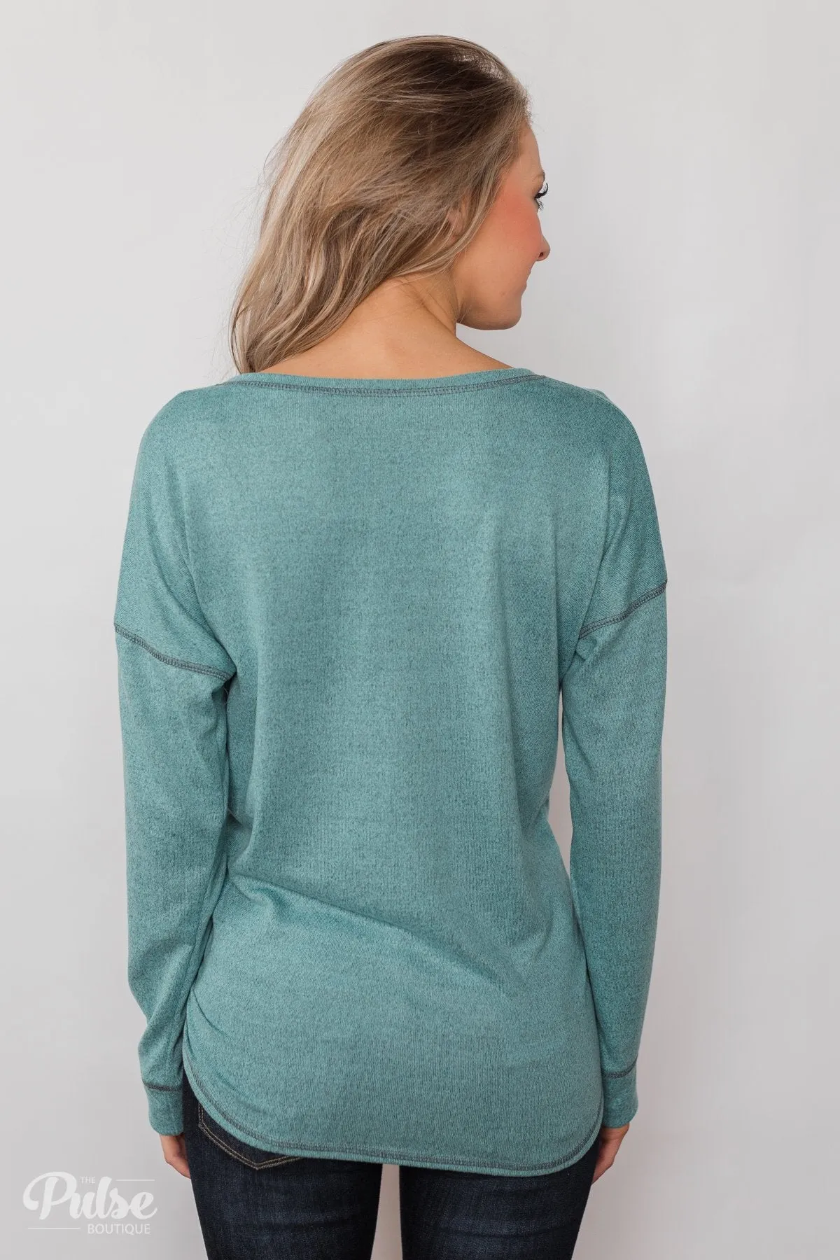 Feeling Fine 5-Button Long Sleeve Top - Mint