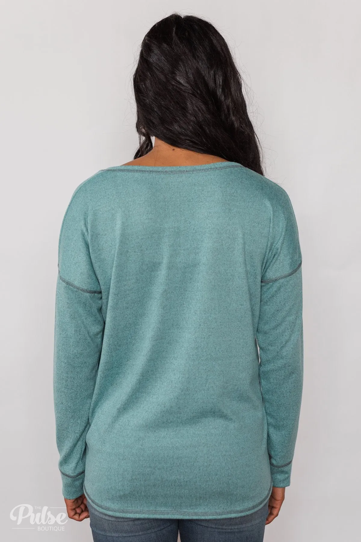 Feeling Fine 5-Button Long Sleeve Top - Mint