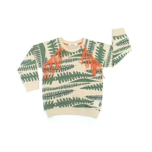 Fern Print Sweatshirt Top with Tassels