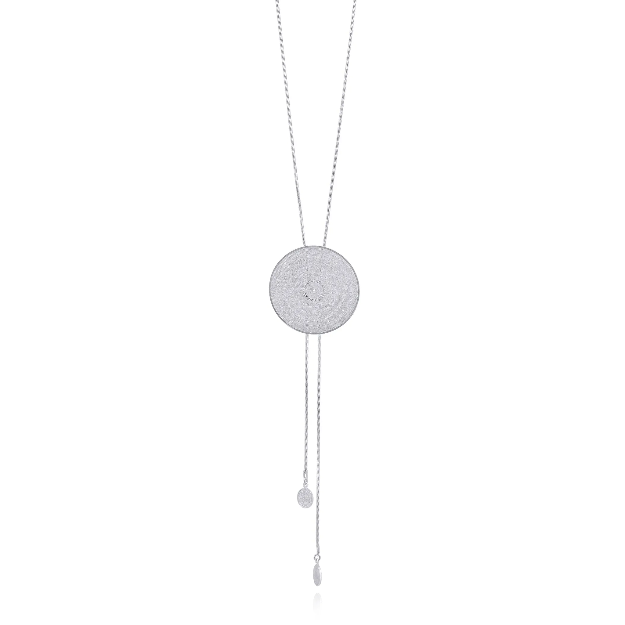 FIONA SILVER BOLO LONG NECKLACE FILIGREE