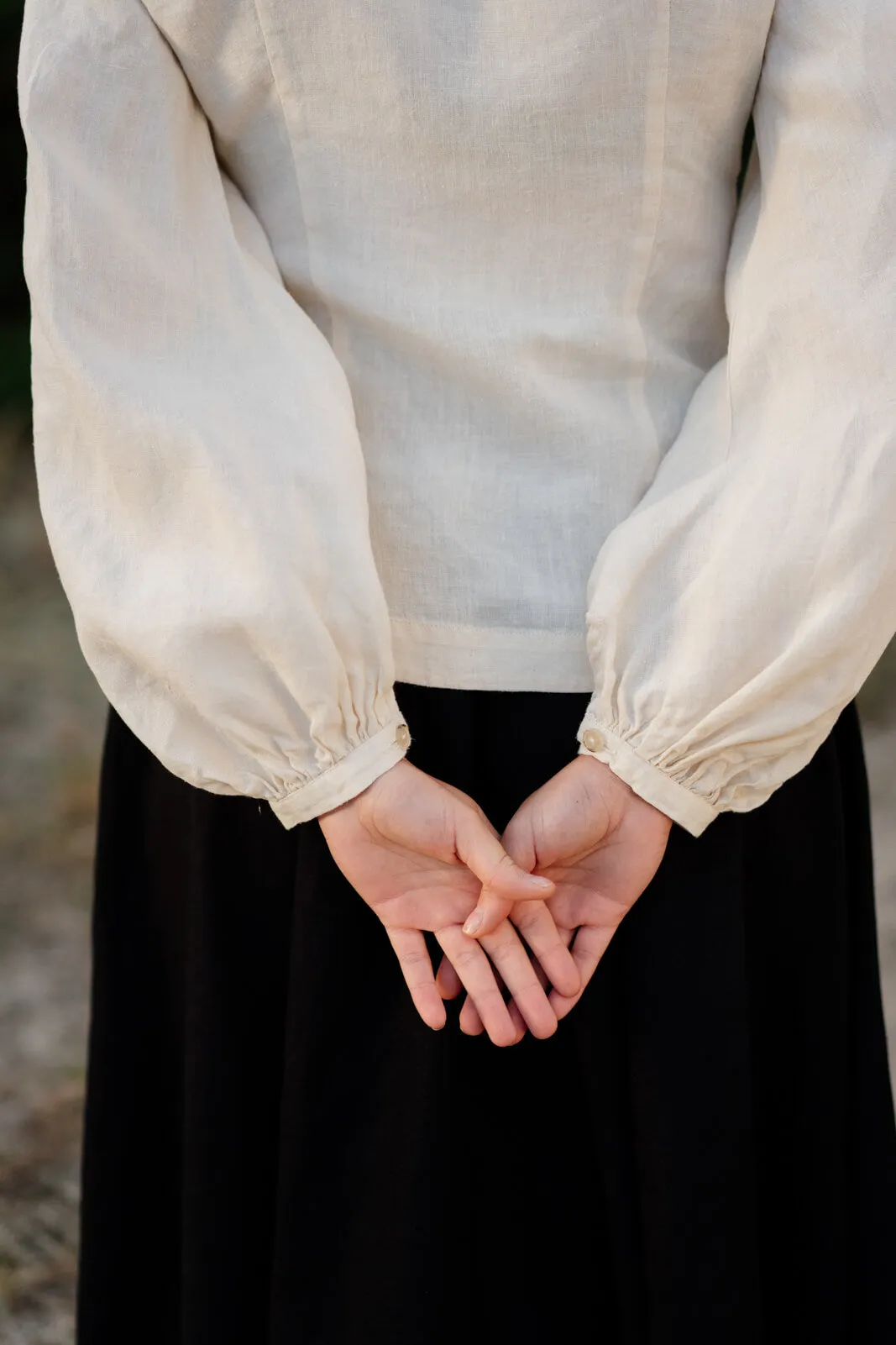 Fitted Sophie Shirt, Long Sleeve, Hemp, Milky White