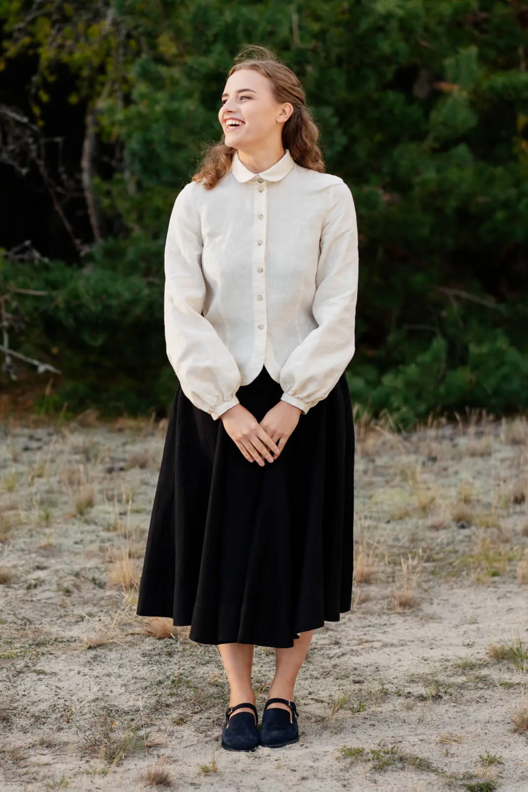 Fitted Sophie Shirt, Long Sleeve, Hemp, Milky White