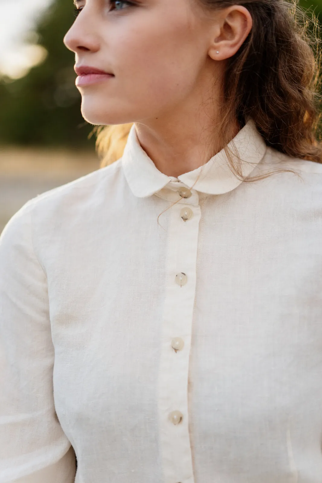 Fitted Sophie Shirt, Long Sleeve, Hemp, Milky White