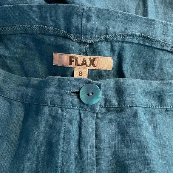 FLAX 100% Linen Sun Shorts Teal Small