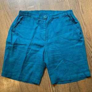 FLAX 100% Linen Sun Shorts Teal Small