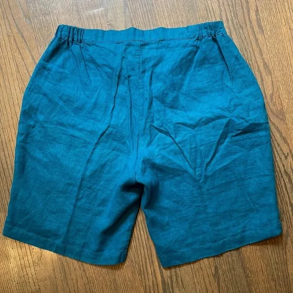 FLAX 100% Linen Sun Shorts Teal Small