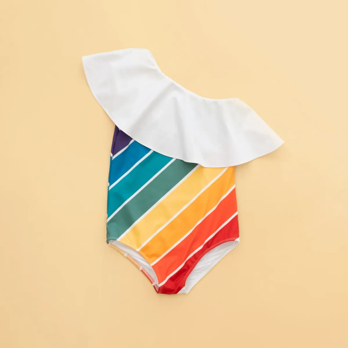 Forever Summer Rainbow One Shoulder Ruffle Swimsuit