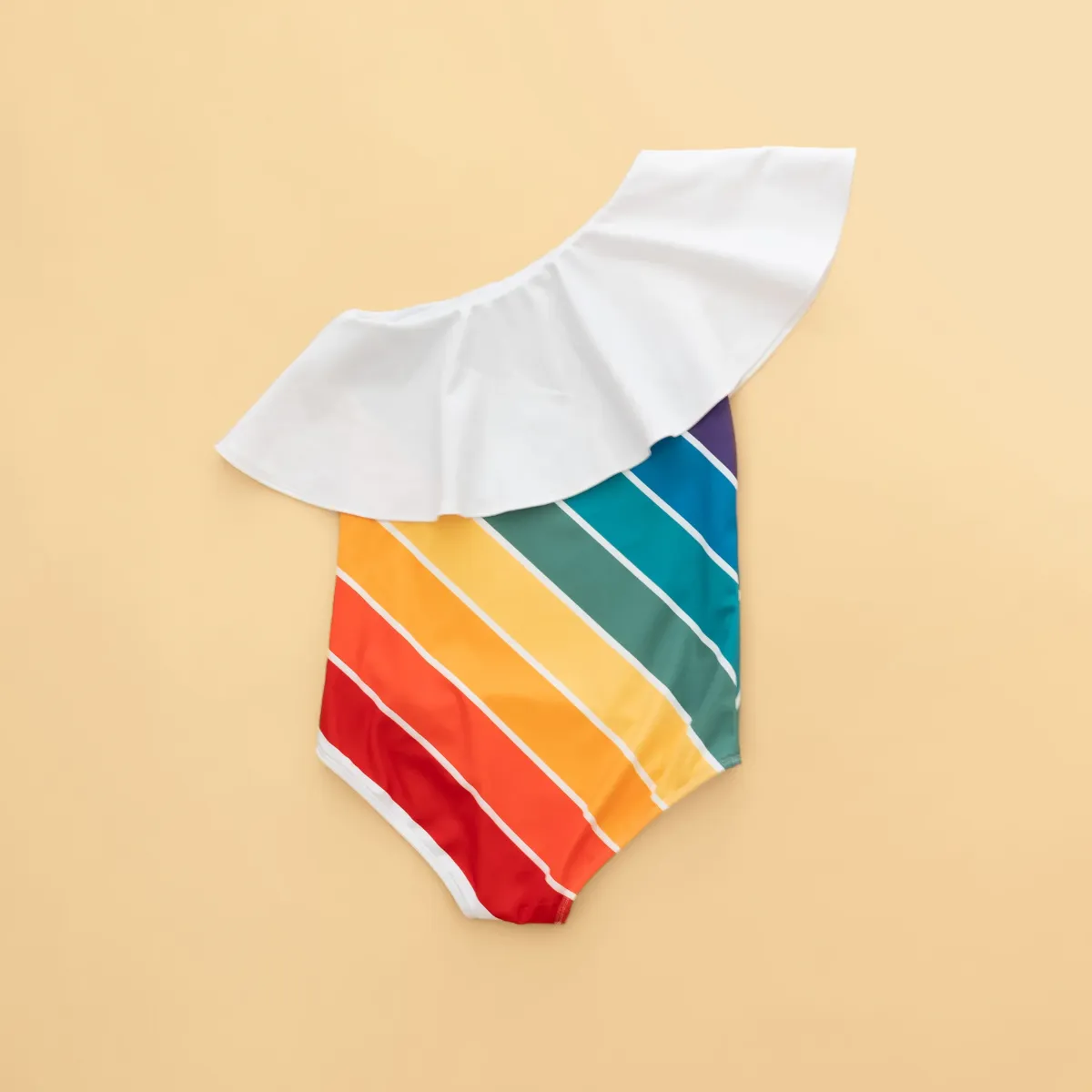 Forever Summer Rainbow One Shoulder Ruffle Swimsuit