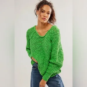 Free people in a swirl pull over - bright lime