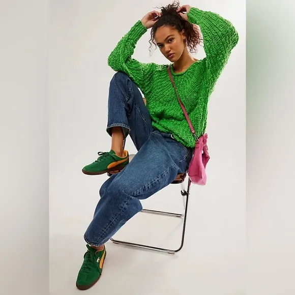Free people in a swirl pull over - bright lime