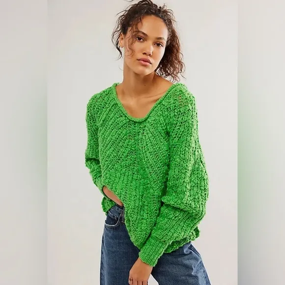 Free people in a swirl pull over - bright lime