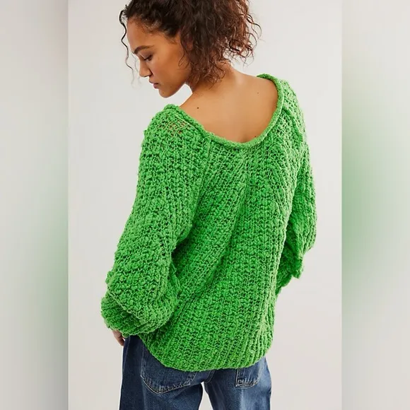 Free people in a swirl pull over - bright lime