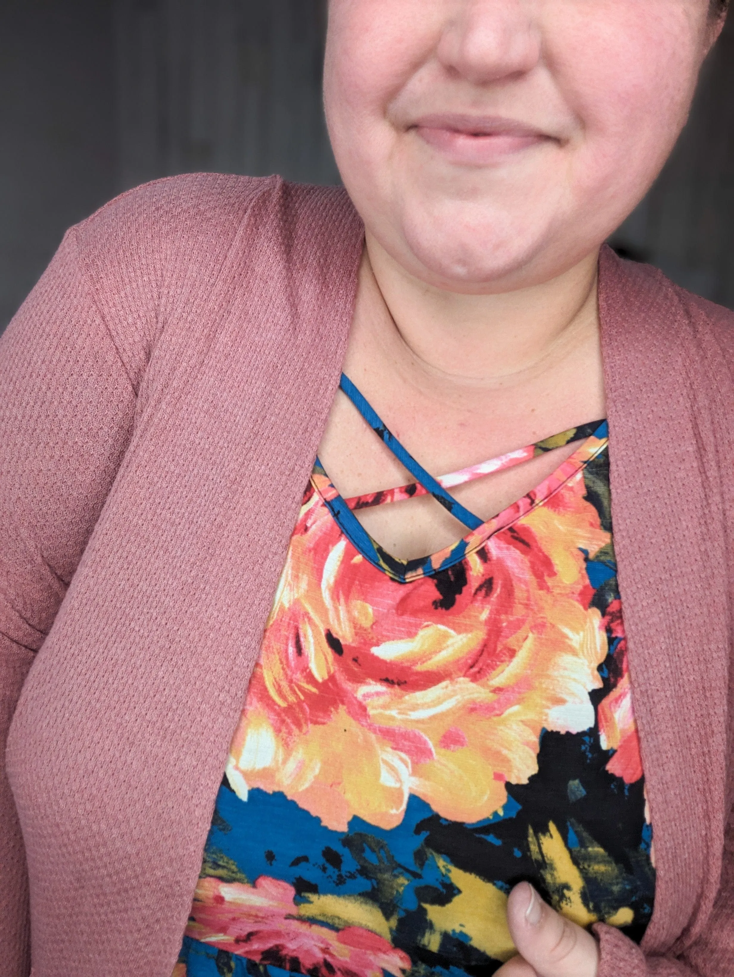 Frenchie Open Cardigan in Dark Tea Rose