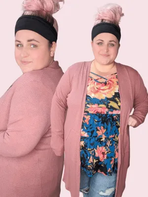 Frenchie Open Cardigan in Dark Tea Rose
