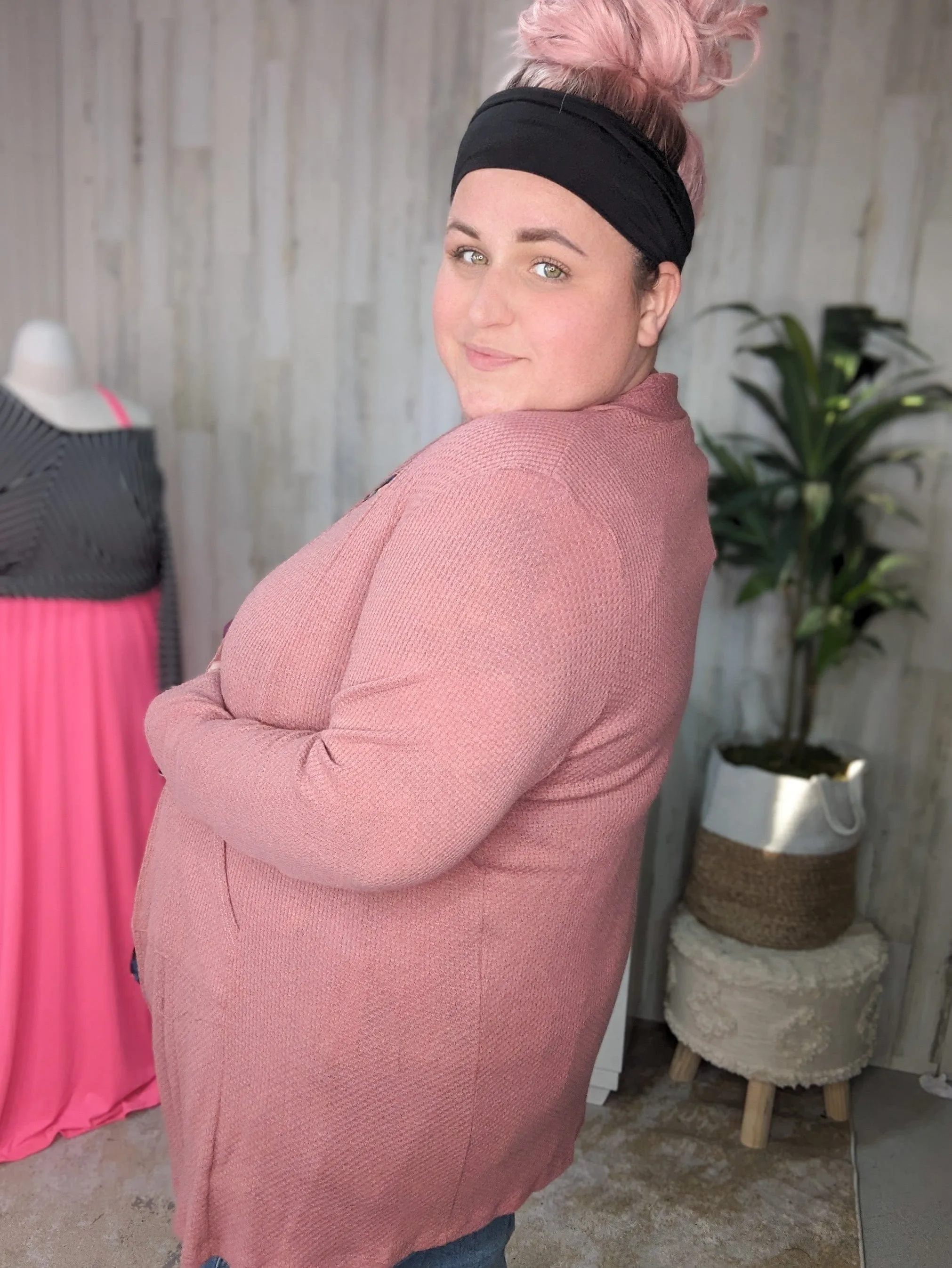 Frenchie Open Cardigan in Dark Tea Rose