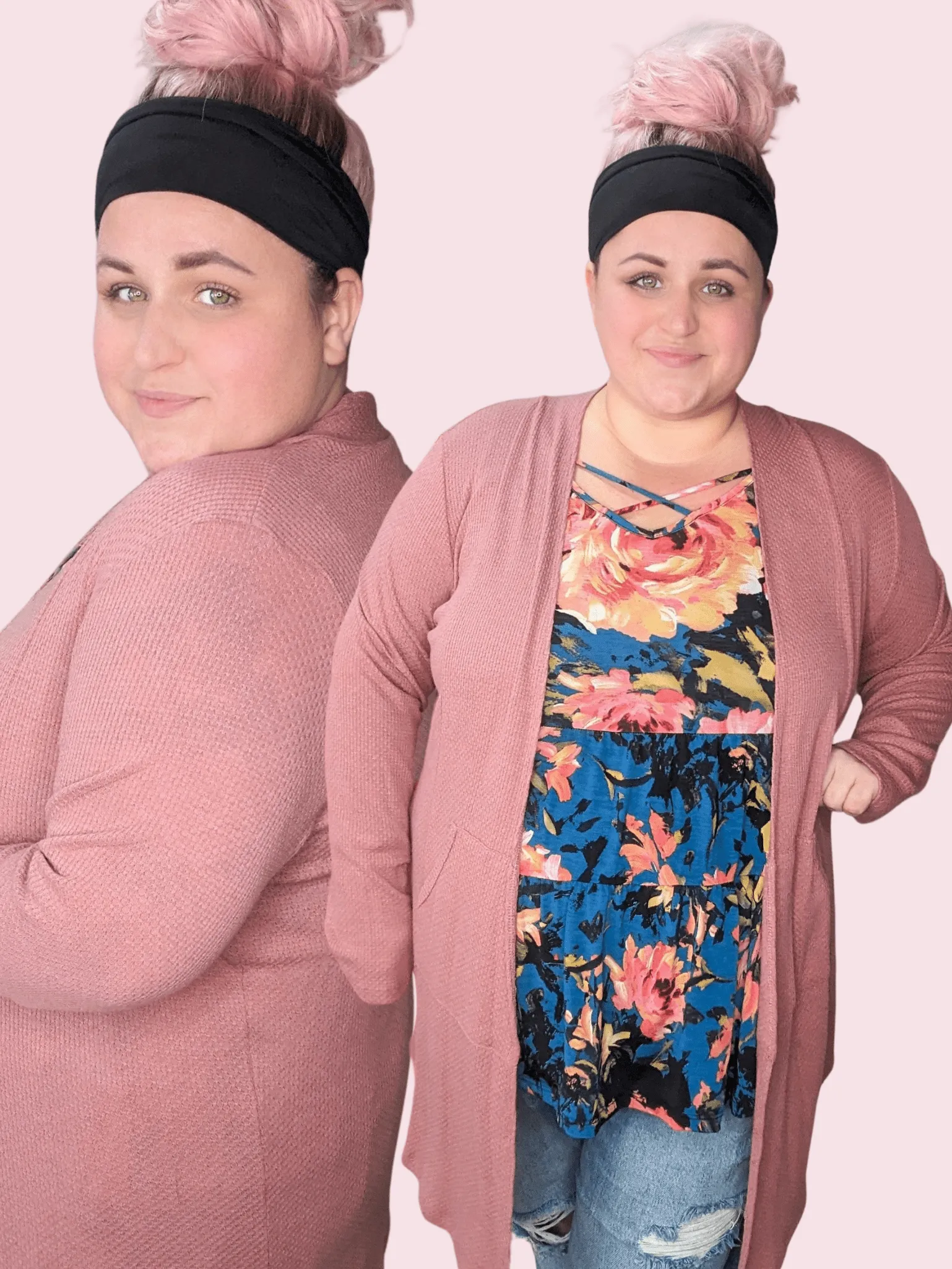 Frenchie Open Cardigan in Dark Tea Rose