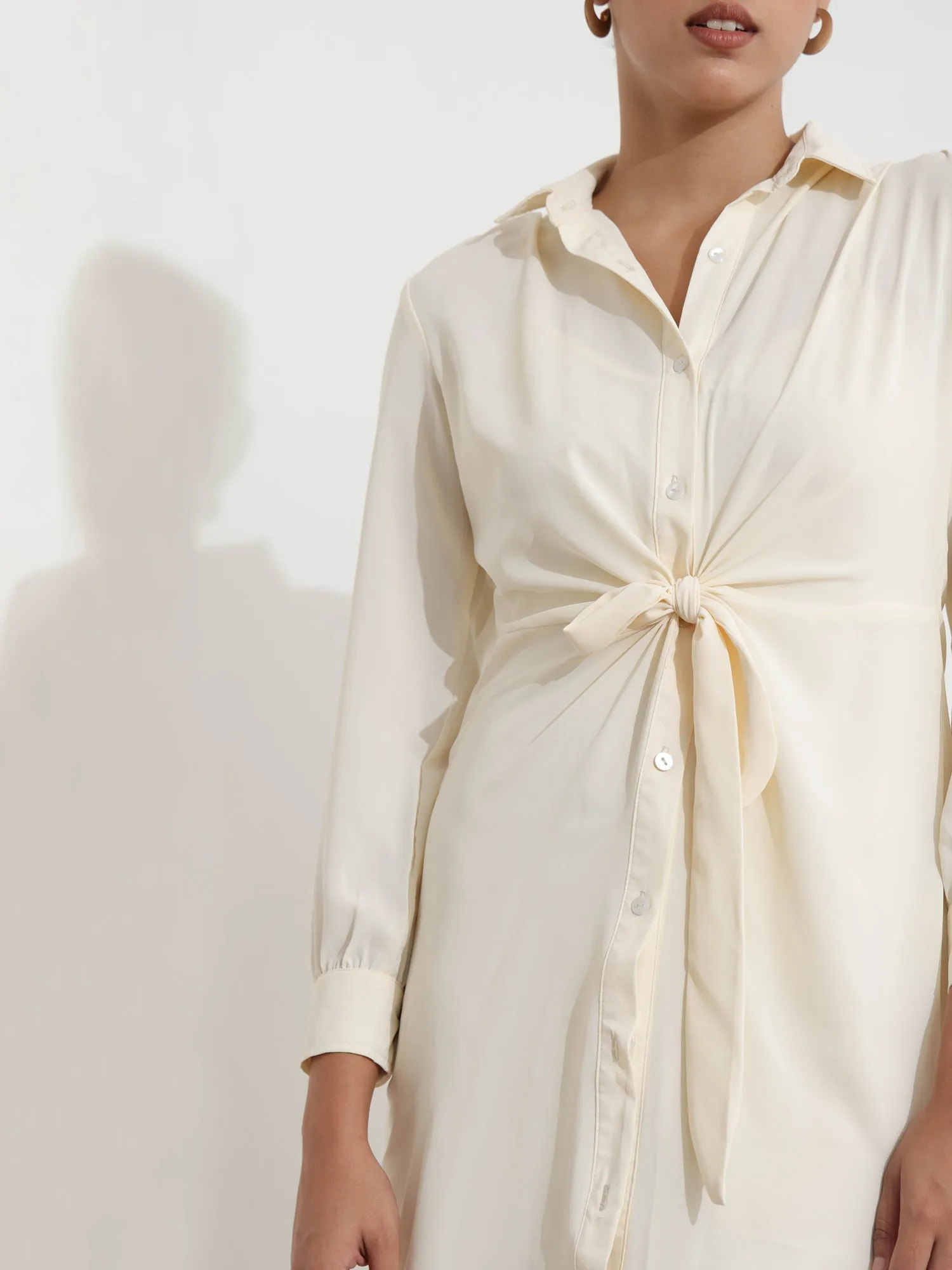 Front Tieup Shirt Dress