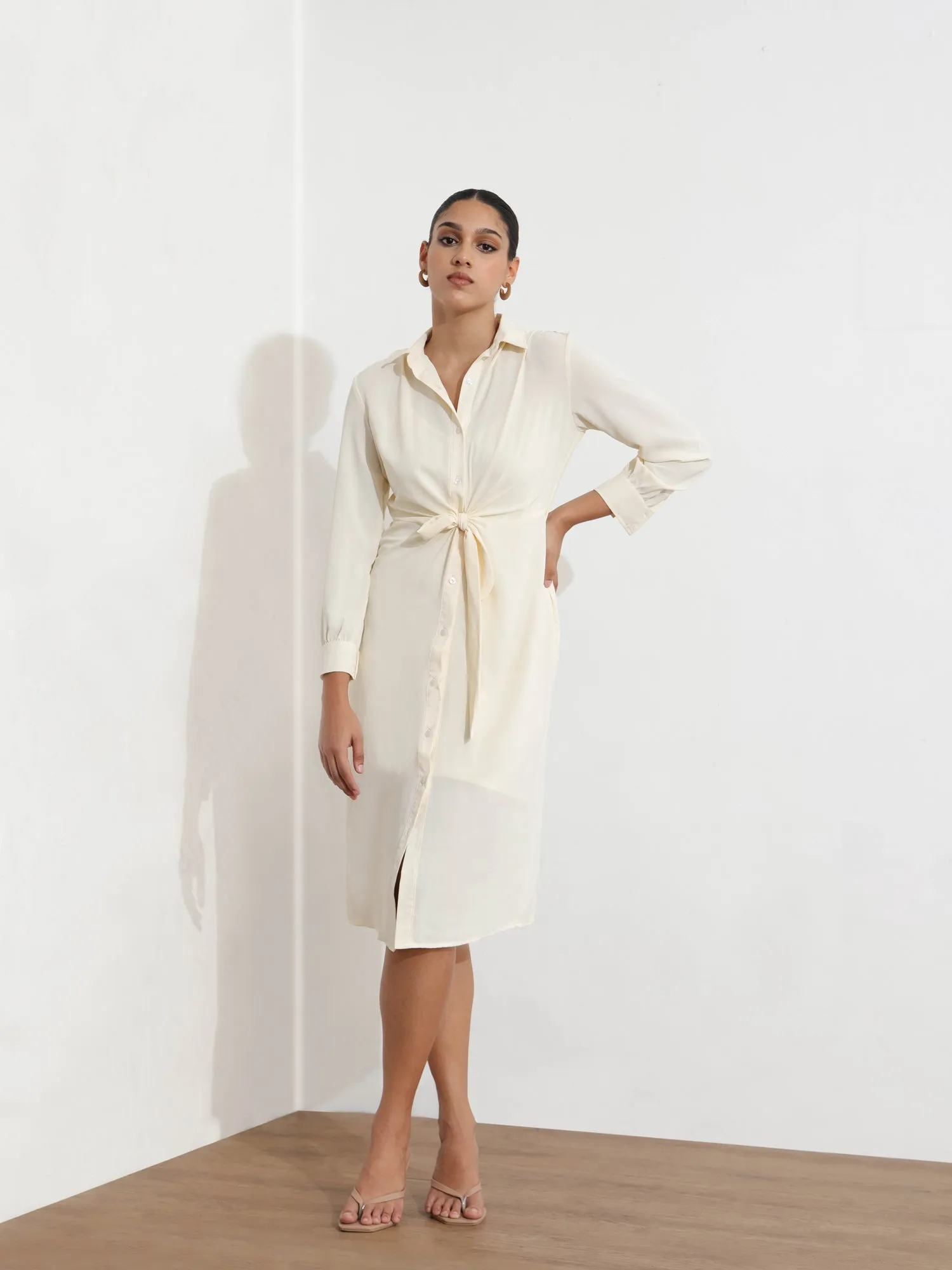Front Tieup Shirt Dress