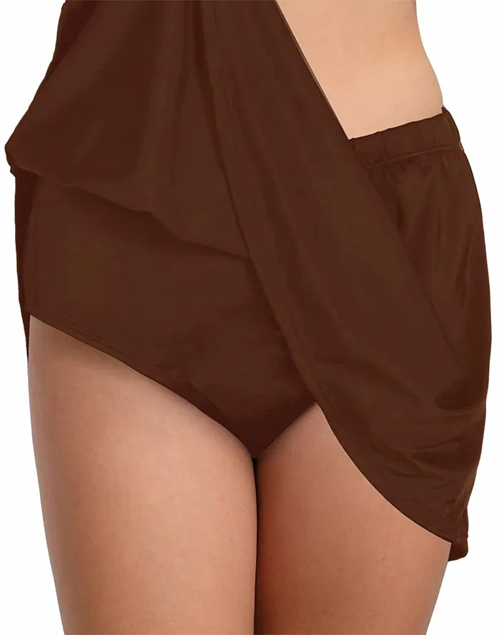 FULLFITALL - Chlorine Resistant A-Line Swim Skirt Coffee