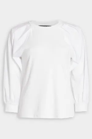 Gibson Pleat-Sleeve Top in White