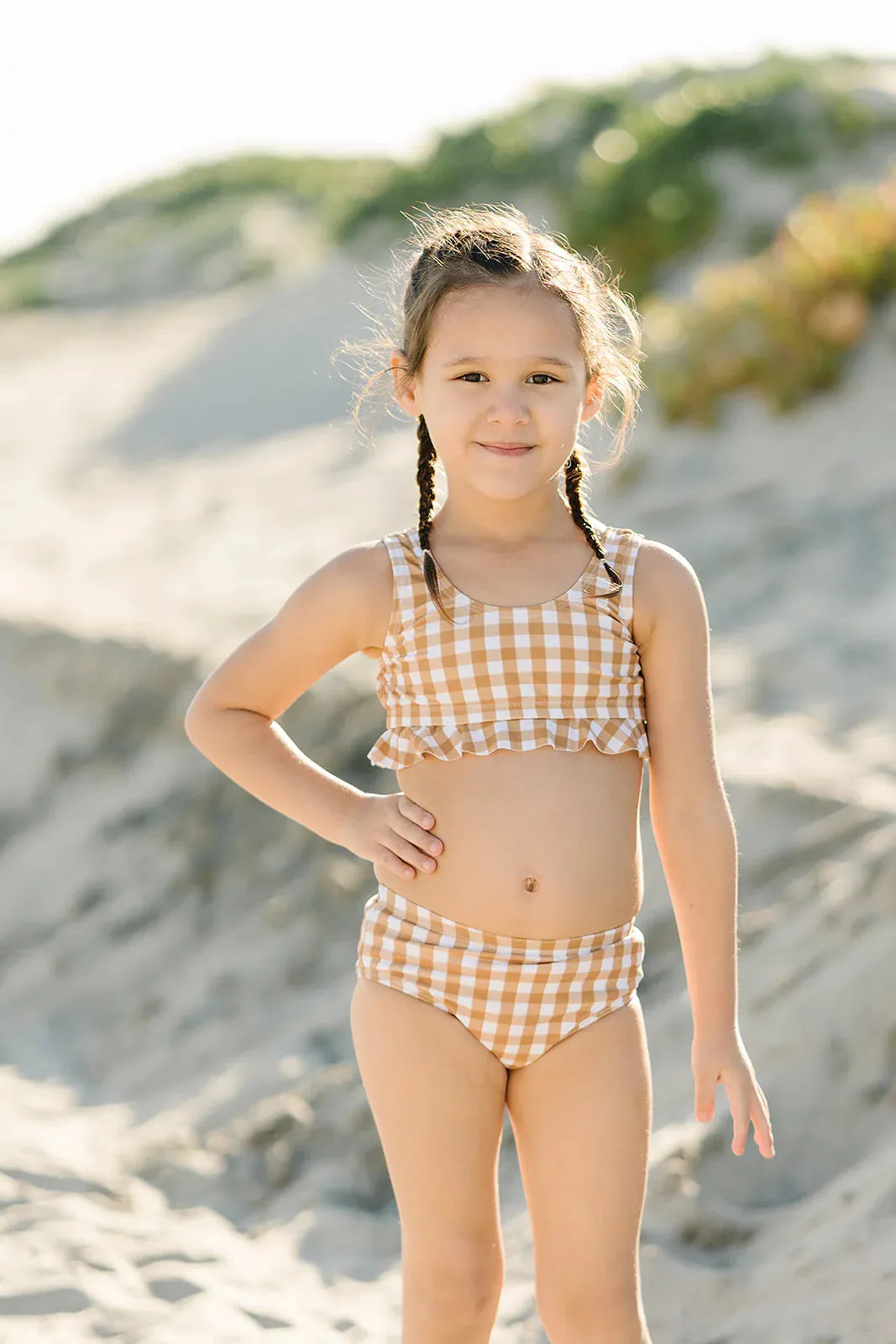 Gingham Bikini Set with Ruffle Top