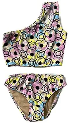 Girl's Two Piece One Shoulder Bathing Suit
