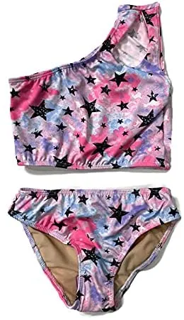 Girl's Two Piece One Shoulder Bathing Suit
