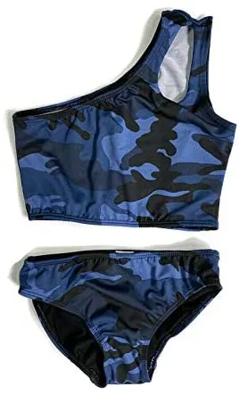 Girl's Two Piece One Shoulder Bathing Suit
