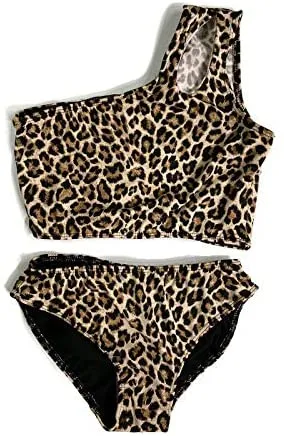 Girl's Two Piece One Shoulder Bathing Suit