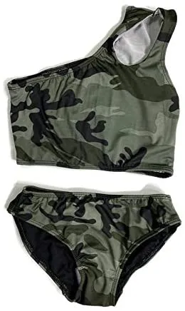 Girl's Two Piece One Shoulder Bathing Suit