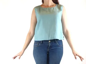 Gorman blue cropped linen mix top size 10