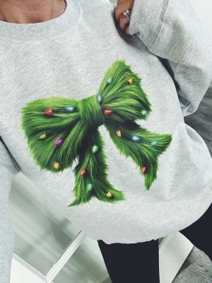 Green Furry Bow Unisex Crewneck Sweatshirt // Final Sale