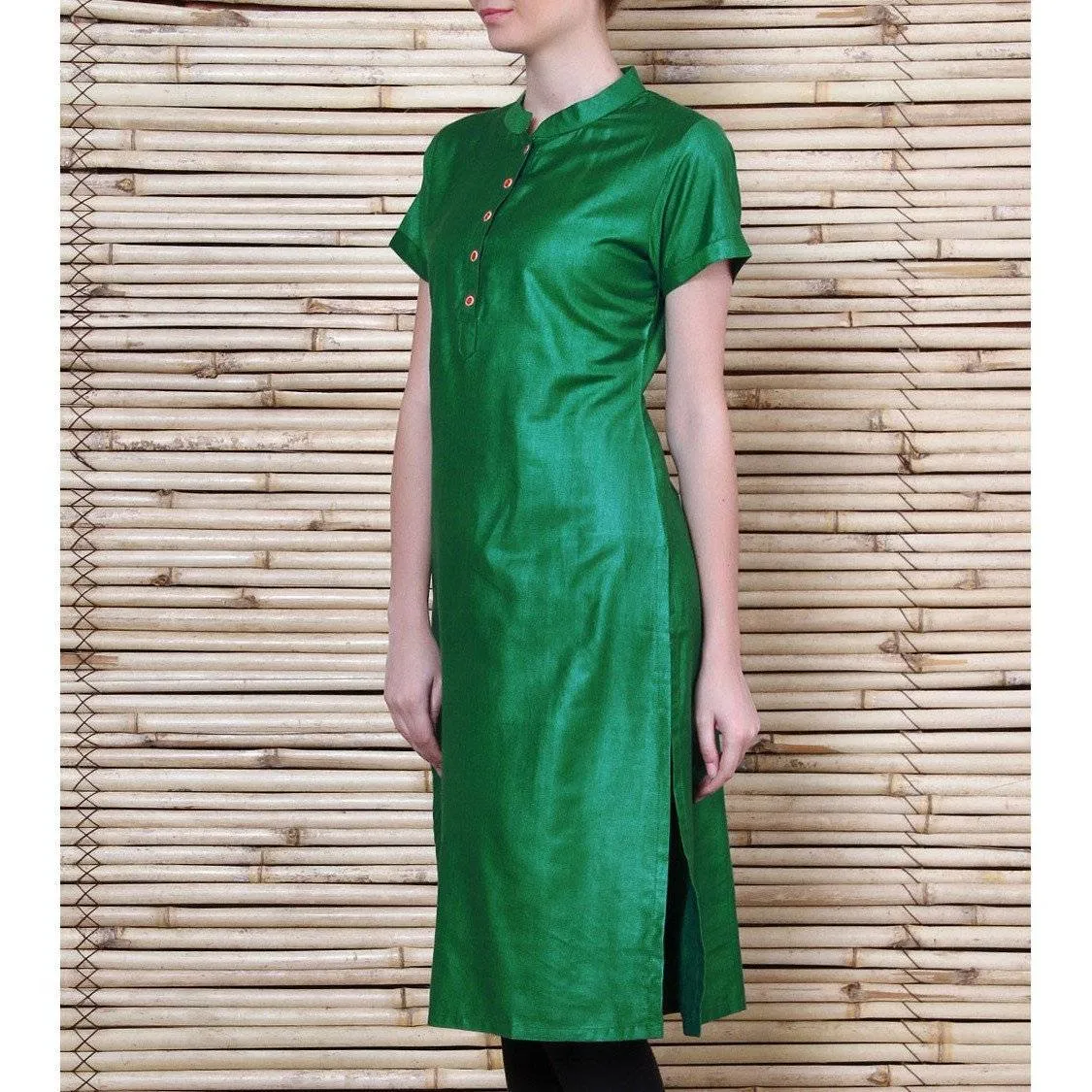 Green Tussar Cotton Kurta
