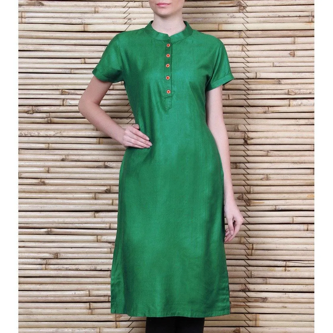 Green Tussar Cotton Kurta