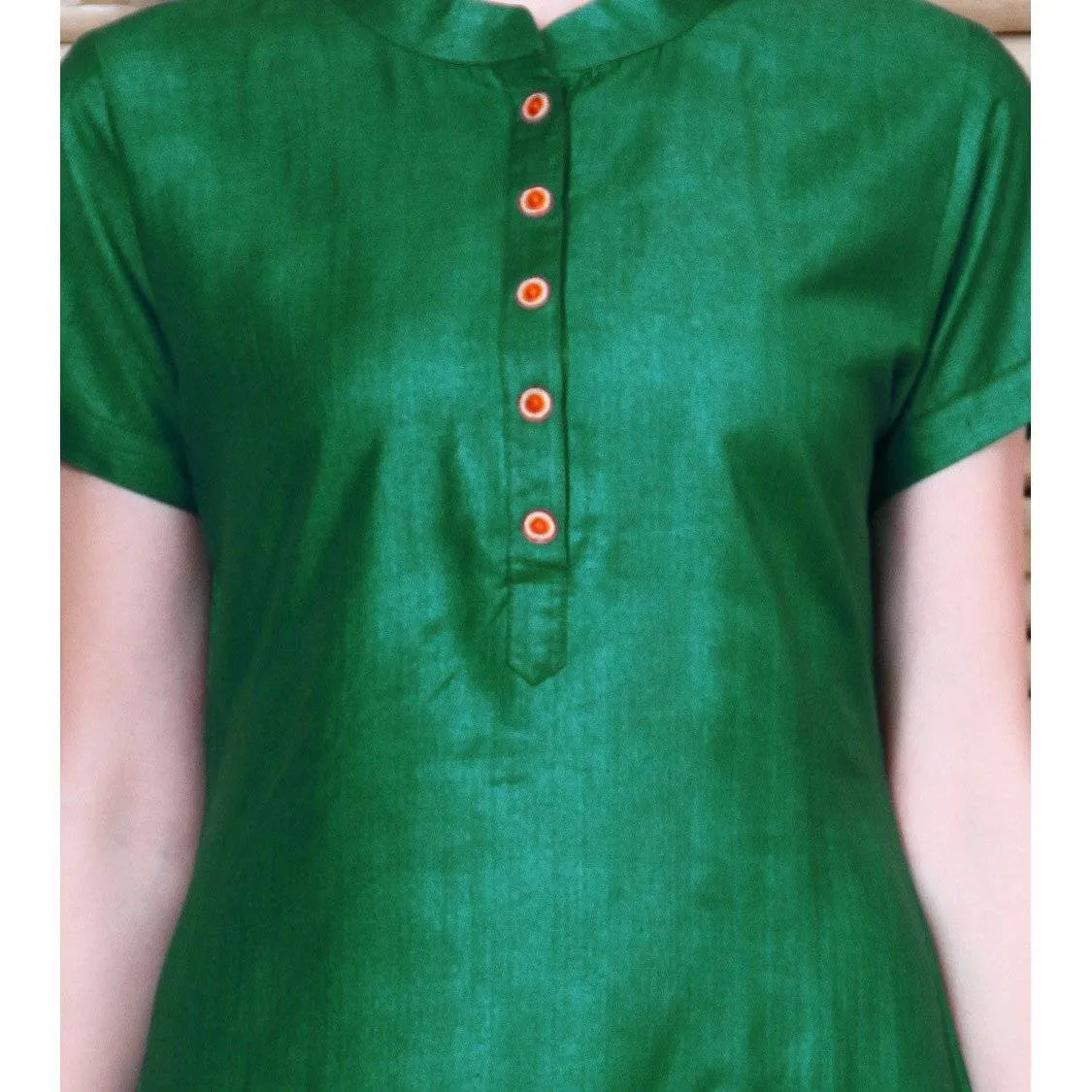 Green Tussar Cotton Kurta