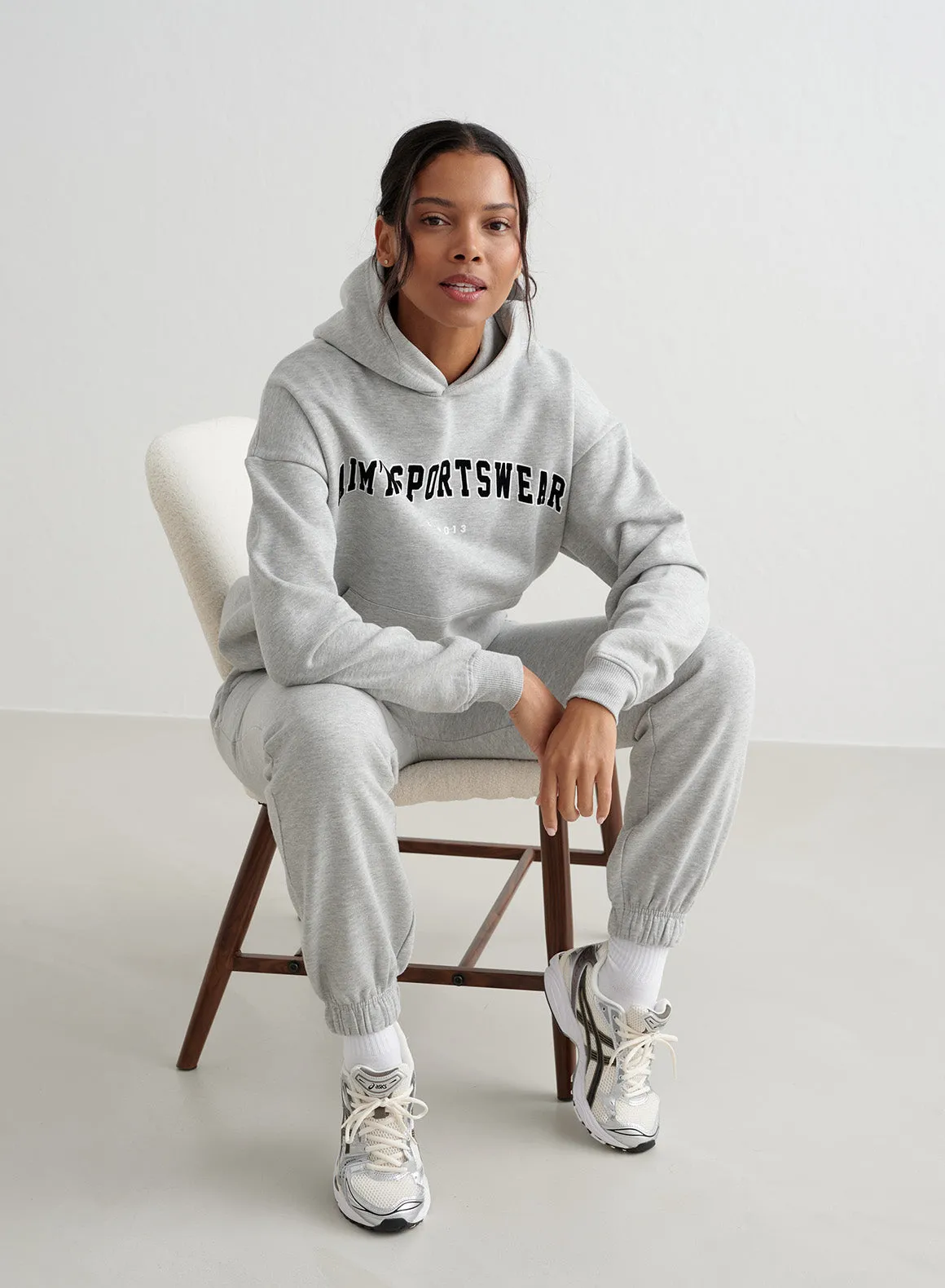 Grey Melange Varsity Sweat Hood