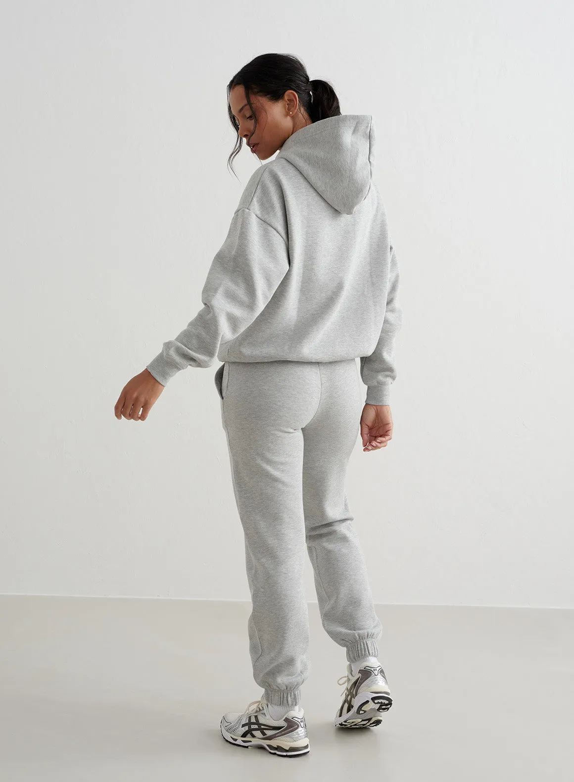 Grey Melange Varsity Sweat Hood