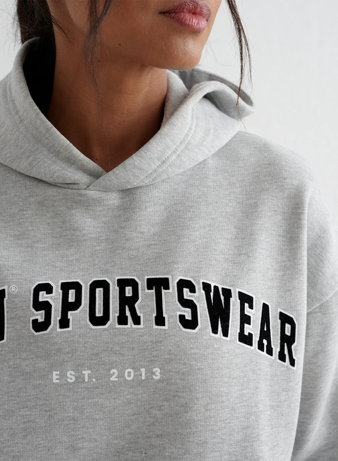 Grey Melange Varsity Sweat Hood