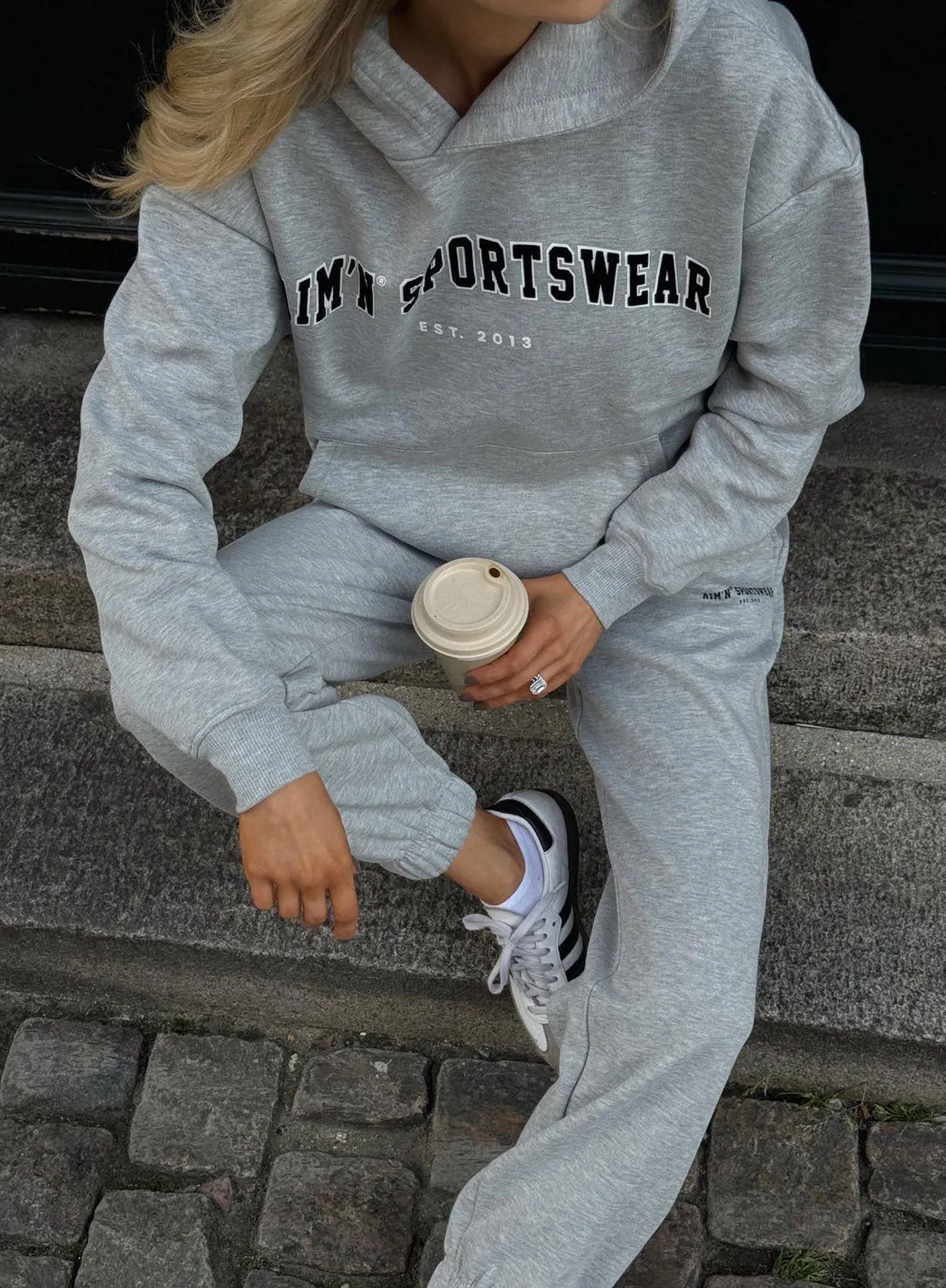 Grey Melange Varsity Sweat Hood