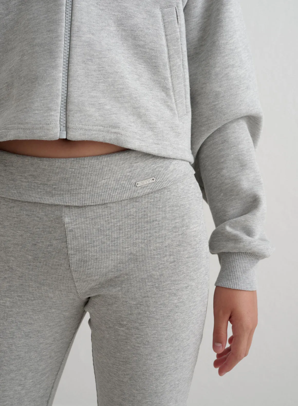 Grey Melange Young Ease Ribbed Pants